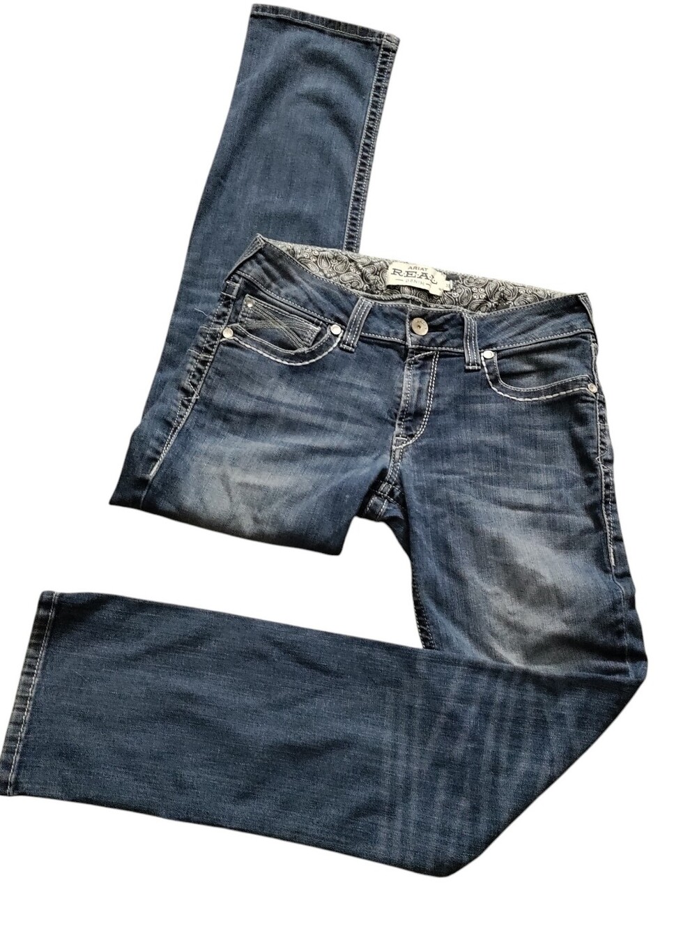 Ariat Real Denim Dresden Straight Blue Jeans Western Stitched